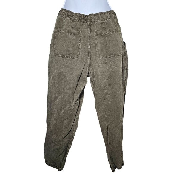 Marine Layer Pull On Crop Tapered‎ Leg Jogger Pants Linen Blend Olive Green XS - Picture 2 of 9